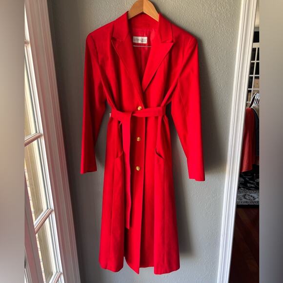 Vintage ULTRA SUEDE Brand Fabric Lipstick Red Trench Coat - Picture 1 of 11